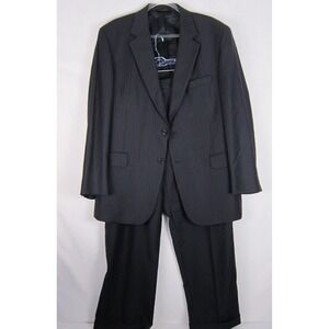 Jos A Bank 44R 39x30 Black Check Gordon 100% Wool Mens Jacket Pants Suit